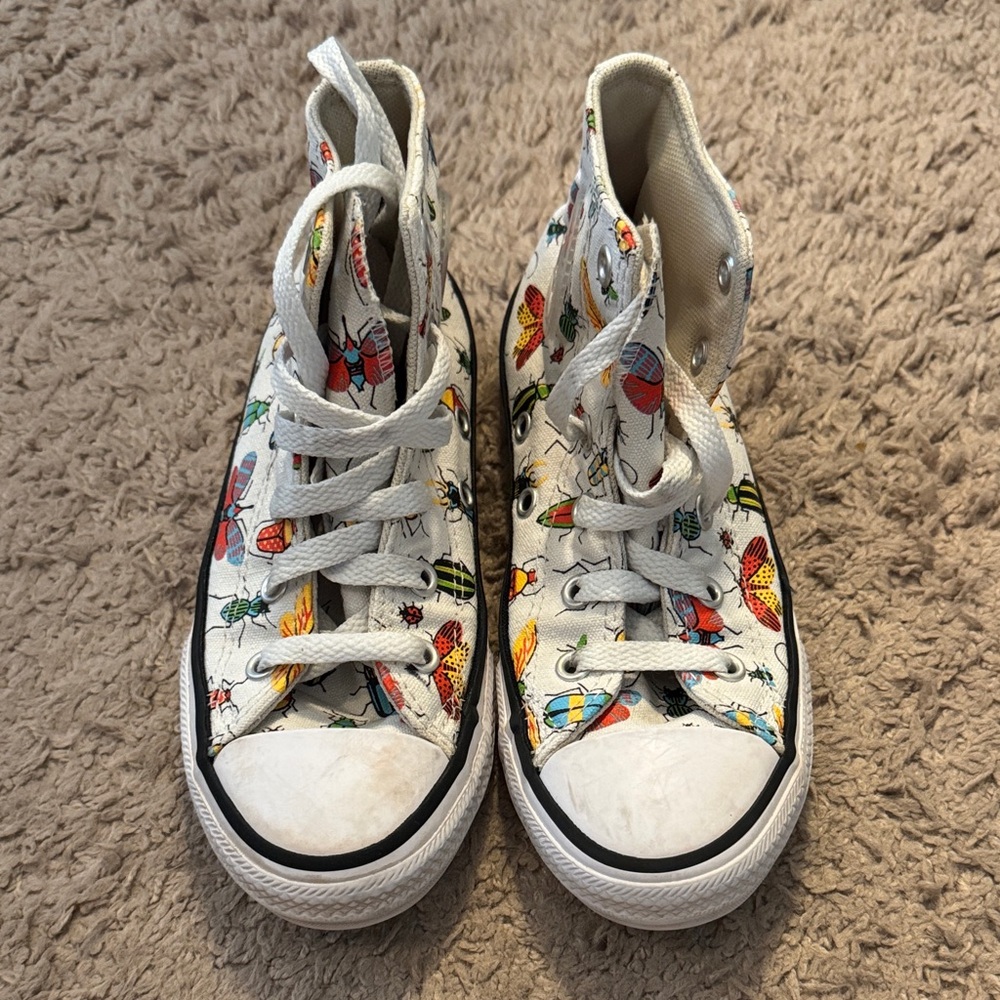 Kids Converse High-Top Sneakers with Colorful Bug Print. Size 13.